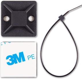img 4 attached to 🔗 Cable Tie Mounts, Adhesive-Backed, 1 Inch, Cable Management, Tie Anchors, Pack of 100, Black