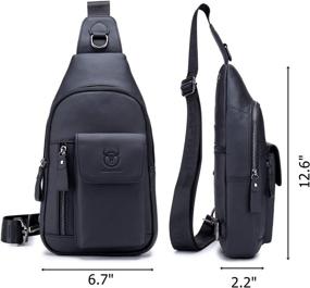 img 3 attached to 🎒 Stylish and Spacious: BULLCAPTAIN Genuine Leather Crossbody Capacity Backpacks