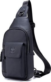 img 4 attached to 🎒 Stylish and Spacious: BULLCAPTAIN Genuine Leather Crossbody Capacity Backpacks