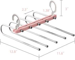 img 1 attached to 👖 Space Saving 2-Pack Pants Hangers - 5-Layered Stainless Steel Non-Slip Organizer for Pants, Jeans, Trousers, Skirts, Scarf - Pink