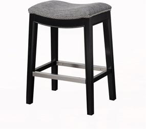 img 3 attached to 🪑 Madison Park Belfast Grey Bar Stools: Contour Fabric Padded Seat, Nail Head Trim, Modern Kitchen Counter Chair, Solid Hardwood, Metal Kickplate Footrest - Ideal Dining Room Accent Furniture