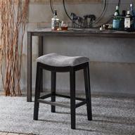 🪑 madison park belfast grey bar stools: contour fabric padded seat, nail head trim, modern kitchen counter chair, solid hardwood, metal kickplate footrest - ideal dining room accent furniture logo