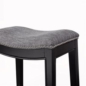 img 2 attached to 🪑 Madison Park Belfast Grey Bar Stools: Contour Fabric Padded Seat, Nail Head Trim, Modern Kitchen Counter Chair, Solid Hardwood, Metal Kickplate Footrest - Ideal Dining Room Accent Furniture