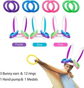 img 3 attached to 🐰 Easter Bunny Ears Ring Toss Game - Inflatable Rabbit Ears Toys for Kids, Family & School Party - Indoor & Outdoor Toss Game - 3 Sets with 12 Rings & 1 Medal