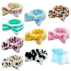 img 4 attached to Set of 9 Spa Headband Bow Facial Makeup Headbands, Soft Headbands for Showering and Face Washing. Includes Extra 5 Gift Bags. Ideal Gifts for Women and Girls.