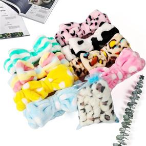 img 1 attached to Set of 9 Spa Headband Bow Facial Makeup Headbands, Soft Headbands for Showering and Face Washing. Includes Extra 5 Gift Bags. Ideal Gifts for Women and Girls.