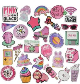 img 1 attached to 🎀 110 PCS Cute Girl Lovely Laptop Stickers: Pink Decorative Stickers for Phone, Guitar, Water Bottle, Motorcycle, Skateboard, Bicycle, Bike, Travel Case - Sticker Decal Collection