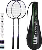 🏸 tennhoooll ultra-light alloy badminton racket set: 2 rackets, 5 shuttlecocks, overgrips & racket bag - perfect for beginners and professionals логотип