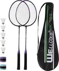 img 4 attached to 🏸 TENNHOOOLL Ultra-Light Alloy Badminton Racket Set: 2 Rackets, 5 Shuttlecocks, Overgrips & Racket Bag - Perfect for Beginners and Professionals