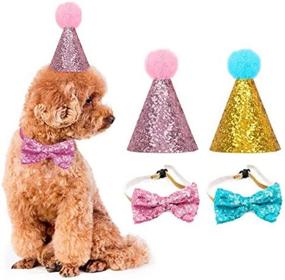 img 2 attached to Pet Birthday Hat & Bow Tie 🎉 Set: Universal Party Accessories for Dogs & Cats