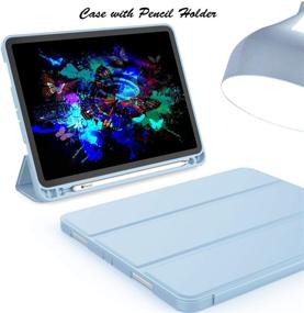 img 2 attached to 📱 ZryXal iPad Pro 12.9 Case 2020: Premium Protective Cover with Pencil Holder, Soft TPU Back, Auto Sleep/Wake - Sky Blue