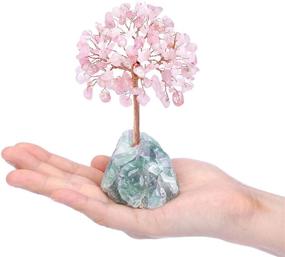 img 2 attached to 🌸 Jovivi Natural Rose Quartz Crystal Tree: Raw Healing Crystals on Fluorite Base - Stunning Gem Bonsai Money Tree for Positive Energy, Wealth, and Luck - Home Office Table Decor