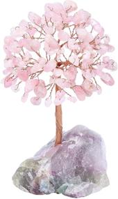 img 4 attached to 🌸 Jovivi Natural Rose Quartz Crystal Tree: Raw Healing Crystals on Fluorite Base - Stunning Gem Bonsai Money Tree for Positive Energy, Wealth, and Luck - Home Office Table Decor