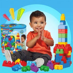 img 1 attached to 🧱 Мега Кубики Первые Строители Большая Сумка для Строительства - 80 предметов синий строительный набор для малышей (от 3 до 5 лет)