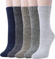 vintage winter warm cozy crew socks for women - 5 pairs thick knit wool socks, ideal gifts logo
