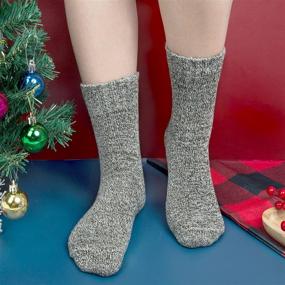 img 1 attached to Vintage Winter Warm Cozy Crew Socks for Women - 5 Pairs Thick Knit Wool Socks, Ideal Gifts