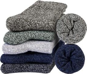 img 3 attached to Vintage Winter Warm Cozy Crew Socks for Women - 5 Pairs Thick Knit Wool Socks, Ideal Gifts