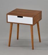 versatile light walnut/white side end 🪑 table nighstand with convenient drawer – height: 22.5 логотип