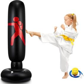 img 4 attached to 🥊 EQARD Inflatable Kids Punching Bag 62 Inch: Ultimate Free Standing Boxing Bag for Quick Bounce-Back - Ideal for Practicing Karate, Taekwondo, and MMA