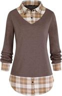 👚 chic and versatile: djt women's contrast plaid collar 2 in 1 blouse tunic tops logo