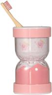 kids bamboo toothbrush set with sand timers and cup - set of 2, pink logo
