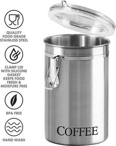 img 2 attached to ☕️ Oggi Coffee Canister: 5"x 7.75" Stainless Steel Storage for Fresh Coffee Beans