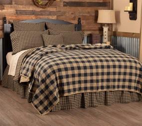 img 4 attached to 🛏️ VHC Brands Black Check Queen Quilt Coverlet: 90Wx90L Country Rustic Design in Black and Tan