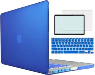 📦 tojia macbook pro 13 inch case a1278 2008-2012, 4 in 1 hard shell blue cover with keyboard skin & screen protector logo