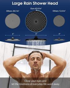 img 3 attached to 🚿 High Pressure Rain Shower Head - VMASSTONE 9-Inch - Tool-Free Installation - Large Spray Surface - 200 Nozzles - Delicate and Relaxing Shower Experience - EM-001 Matte Black/Black