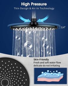 img 2 attached to 🚿 High Pressure Rain Shower Head - VMASSTONE 9-Inch - Tool-Free Installation - Large Spray Surface - 200 Nozzles - Delicate and Relaxing Shower Experience - EM-001 Matte Black/Black