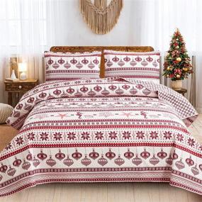 img 4 attached to Christmas Reversible Bedspread Lightweight Comforter Bedding