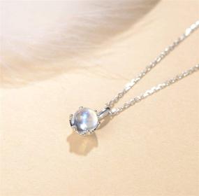 img 2 attached to 🌙 Agvana 14K Solid White Gold Moonstone Pendant Necklace – 0.6 Carat June Birthstone Gift for Women - Fine Jewelry for Christmas, Anniversaries, Birthdays, & More!