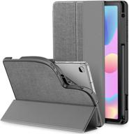 📱 protective gray case with s pen holder for samsung galaxy tab s6 lite 10.4 inch - slim & tri-fold - auto wake/sleep feature - 2020 release logo