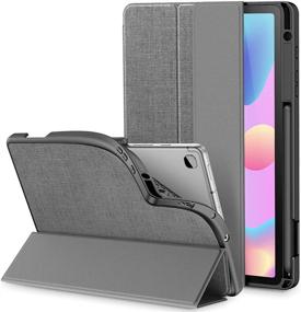 img 4 attached to 📱 Protective Gray Case with S Pen Holder for Samsung Galaxy Tab S6 Lite 10.4 Inch - Slim & Tri-Fold - Auto Wake/Sleep Feature - 2020 Release