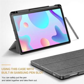 img 2 attached to 📱 Protective Gray Case with S Pen Holder for Samsung Galaxy Tab S6 Lite 10.4 Inch - Slim & Tri-Fold - Auto Wake/Sleep Feature - 2020 Release