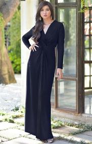 img 3 attached to 👗 Stylish and Versatile: Long Sleeve Semi Formal Fall Winter Flowy Gown Maxi Dresses for Women by KOH KOH