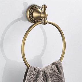 img 3 attached to 🛁 BATHSIR Antique Brass Towel Bar Set: 24 Inch Towel Holder, Toilet Paper Holder, Towel Ring & Robe Hook - Retro Carved Style Bathroom Accessories, Wall Mount 4 Piece Hardware Collection