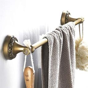 img 2 attached to 🛁 BATHSIR Antique Brass Towel Bar Set: 24 Inch Towel Holder, Toilet Paper Holder, Towel Ring & Robe Hook - Retro Carved Style Bathroom Accessories, Wall Mount 4 Piece Hardware Collection