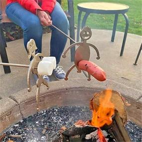 img 1 attached to 👦 Yoojia Stainless Steel Hot Dog Marshmallow Roaster: Fun Campfire Roasting Sticks – Hot Dog Boy + Marshmallow Girl