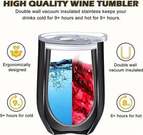 img 3 attached to Giergt Funny Stainless Steel Wine Tumbler - 12oz Double Wall 🍷 Vacuum Insulated with Lid and Straw, Stemless Wine Glass for Ultimate Insulation