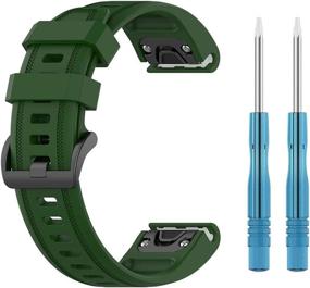 img 2 attached to 🌿 Bossblue Garmin Fenix 6S Bands: Premium Silicone Replacement for Fenix 6S/Fenix 5S Smartwatches (Arm Green)