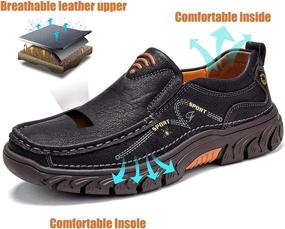 img 2 attached to Leather Stitching Comfort Moccasins Business Men's Shoes for Loafers & Slip-Ons