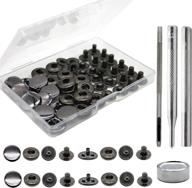 🔒 premium 12 sets heavy duty leather snap fasteners kit - 15mm metal snap buttons with 4 install tools - ideal for clothing, leather, jeans, jackets, bracelets, bags - black logo