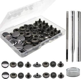 img 4 attached to 🔒 Premium 12 Sets Heavy Duty Leather Snap Fasteners Kit - 15mm Metal Snap Buttons with 4 Install Tools - Ideal for Clothing, Leather, Jeans, Jackets, Bracelets, Bags - Black