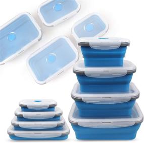 img 4 attached to 🥡 Convenient Collapsible Silicone Food Storage Containers - 4 Pack Set | Bento Lunch Boxes | Easy Cleaning | BPA Free | Microwave & Dishwasher Safe