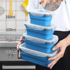 img 1 attached to 🥡 Convenient Collapsible Silicone Food Storage Containers - 4 Pack Set | Bento Lunch Boxes | Easy Cleaning | BPA Free | Microwave & Dishwasher Safe