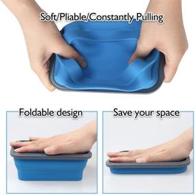 img 2 attached to 🥡 Convenient Collapsible Silicone Food Storage Containers - 4 Pack Set | Bento Lunch Boxes | Easy Cleaning | BPA Free | Microwave & Dishwasher Safe