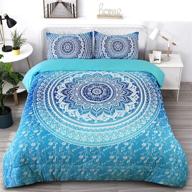 🛏️ zhh blue mandala queen size comforter set - bohemian bedding, soft & comfortable ethnic quilt for all seasons (90 x 90 inch, 3pcs) logo