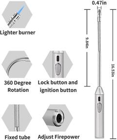 img 3 attached to 🔥 Butane Lighter - Adjustable Fire Jet Torch Windproof Refillable Flexible Long Lighter for Grill BBQs Camping Fireplace - 16.53 Inches - Butane Gas Not Included