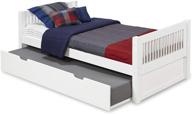 🛏️ stylish white twin trundle bed: camaflexi mission style solid wood platform логотип